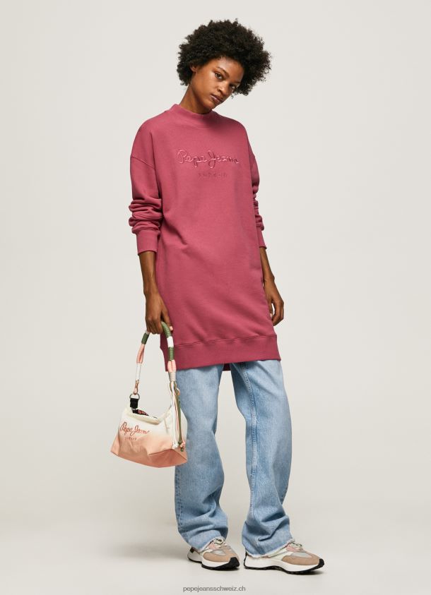 kurzes Pulloverkleid mit Logo Frauen Pepe Jeans dunkel erröten 84XH6T205