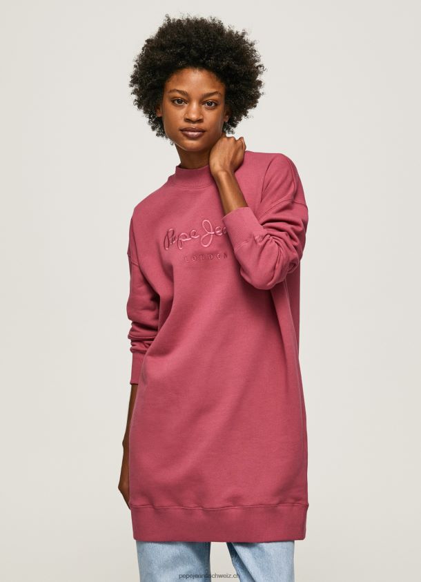 kurzes Pulloverkleid mit Logo Frauen Pepe Jeans dunkel erröten 84XH6T205