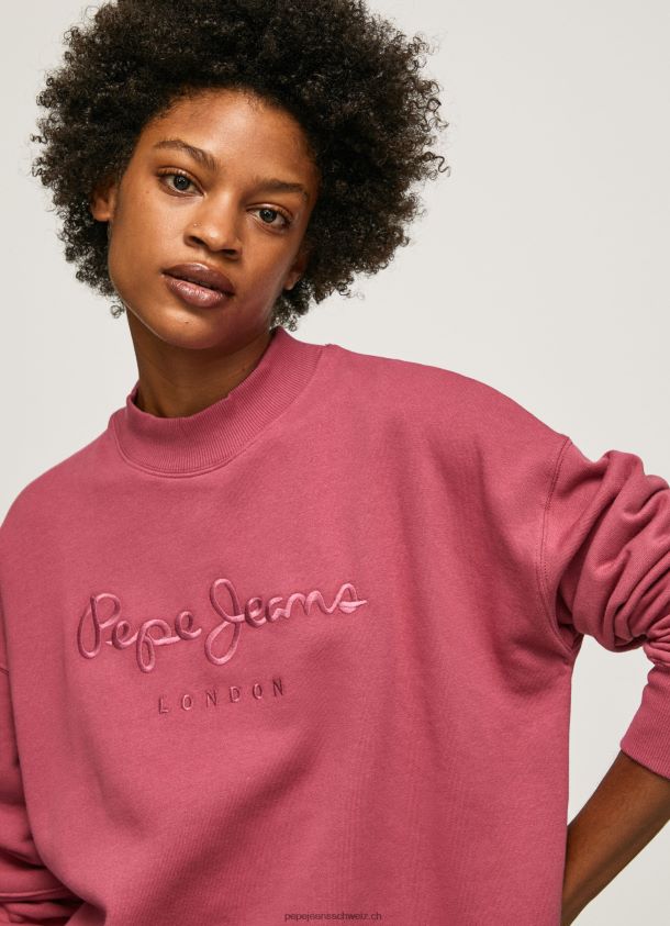 kurzes Pulloverkleid mit Logo Frauen Pepe Jeans dunkel erröten 84XH6T205