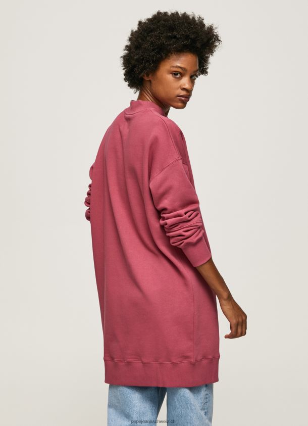 kurzes Pulloverkleid mit Logo Frauen Pepe Jeans dunkel erröten 84XH6T205