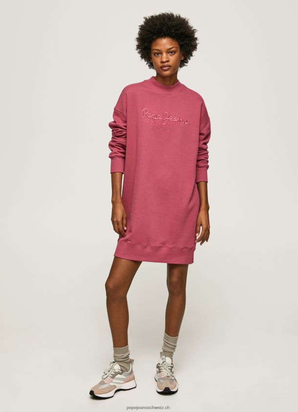 kurzes Pulloverkleid mit Logo Frauen Pepe Jeans dunkel erröten 84XH6T205