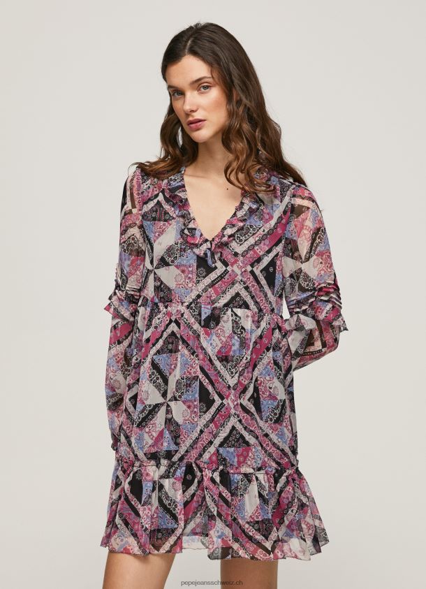 kurzes kastenförmiges Kleid Frauen Pepe Jeans multi 84XH6T179