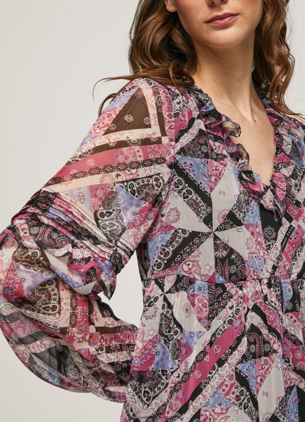 kurzes kastenförmiges Kleid Frauen Pepe Jeans multi 84XH6T179