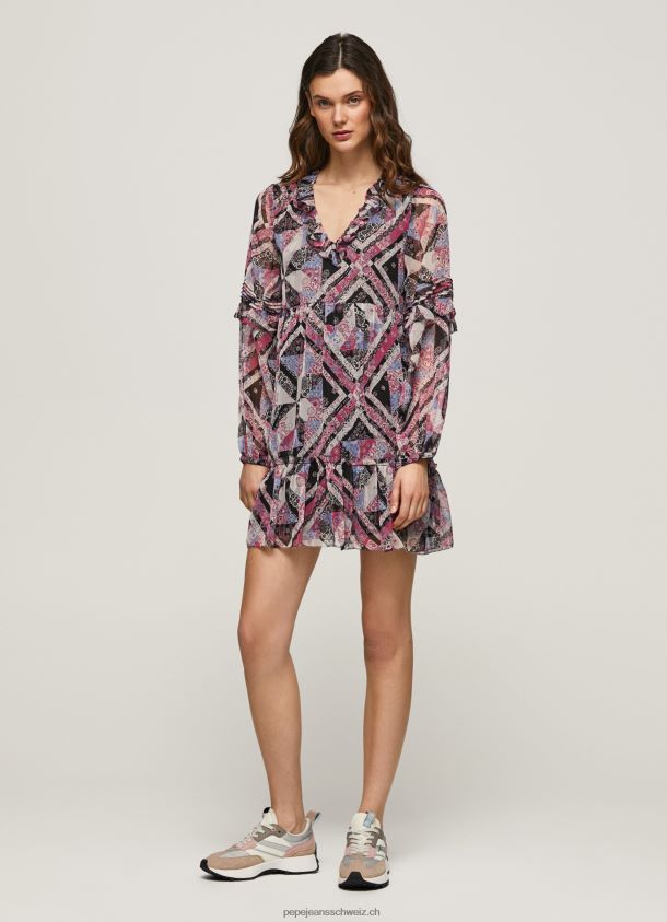 kurzes kastenförmiges Kleid Frauen Pepe Jeans multi 84XH6T179