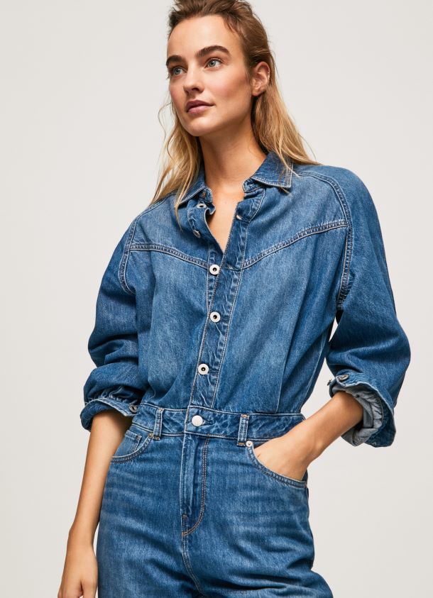 langer Jeans-Jumpsuit aus Baumwolle Frauen Pepe Jeans Denim 84XH6T147