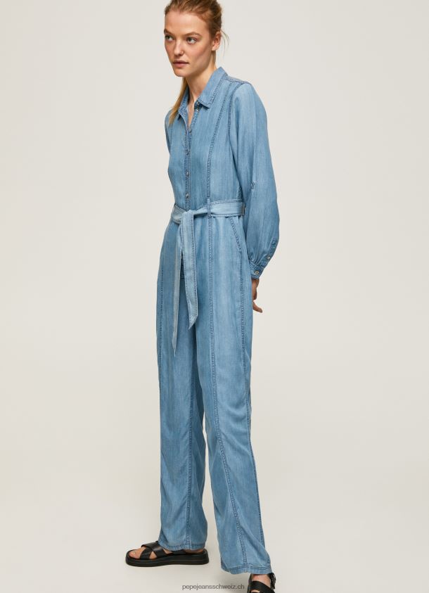 langer Overall mit Gürteldetail Frauen Pepe Jeans Blau 84XH6T192