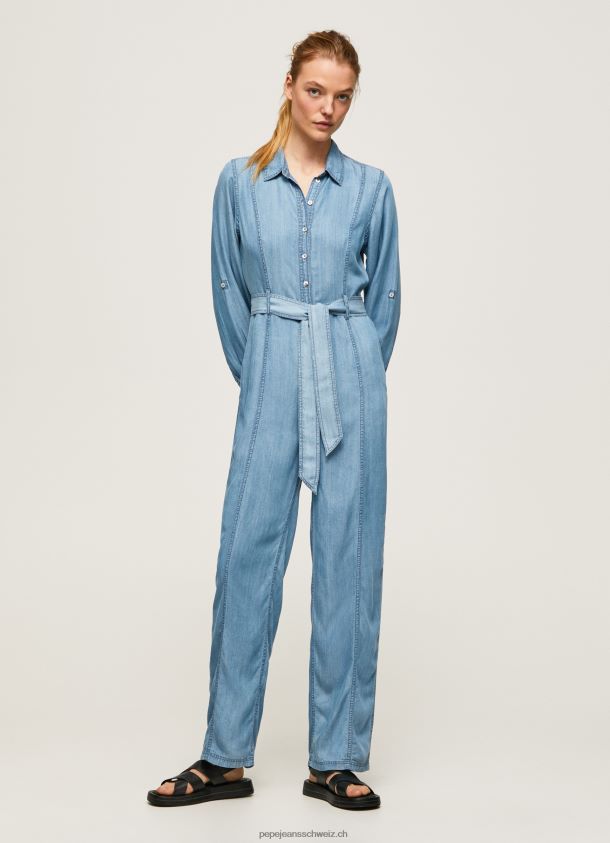 langer Overall mit Gürteldetail Frauen Pepe Jeans Blau 84XH6T192