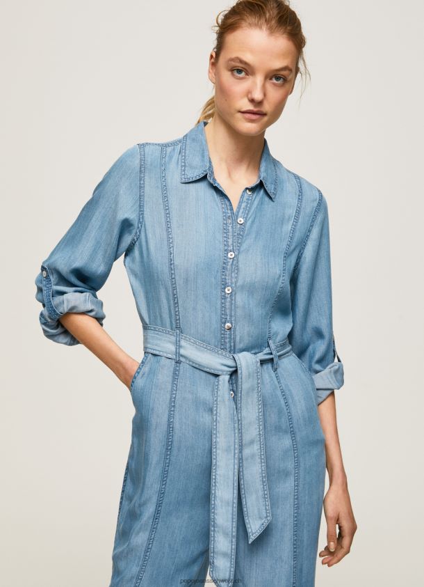langer Overall mit Gürteldetail Frauen Pepe Jeans Blau 84XH6T192