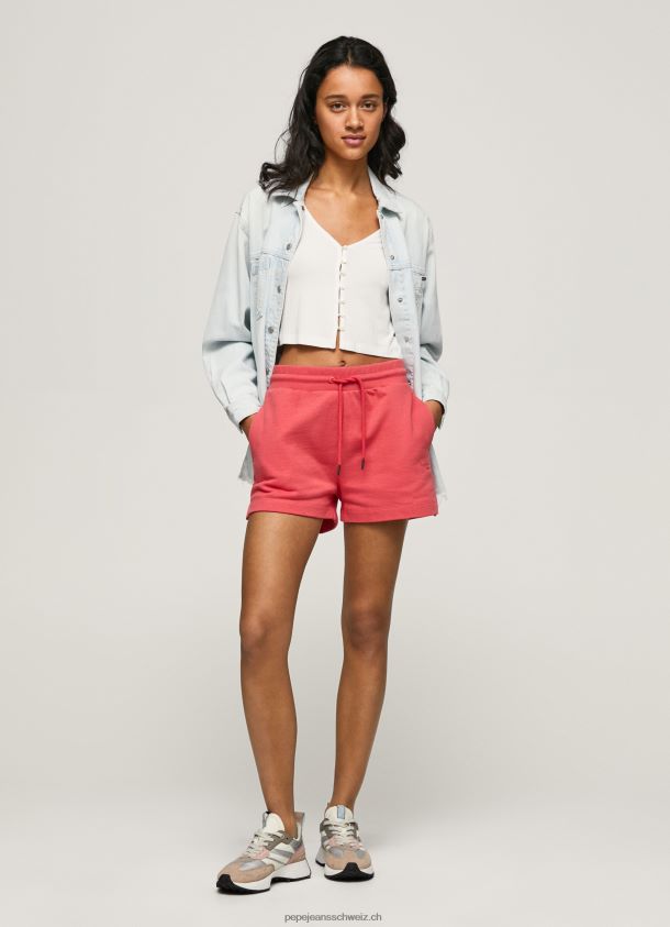 Baumwoll-Shorts mit verstellbarer Taille Frauen Pepe Jeans studiorot 84XH6T516
