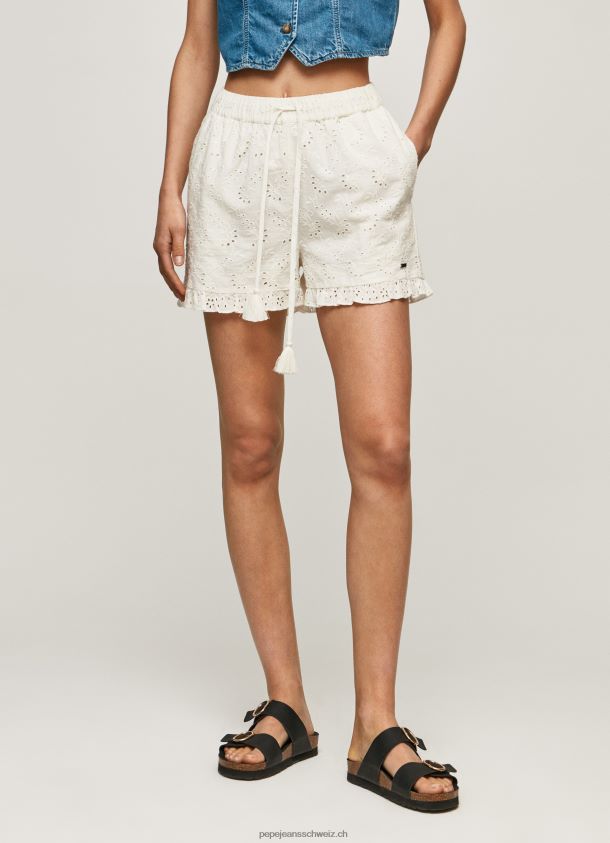 Baumwollshorts mit durchbrochenen Details Frauen Pepe Jeans Weiss 84XH6T534