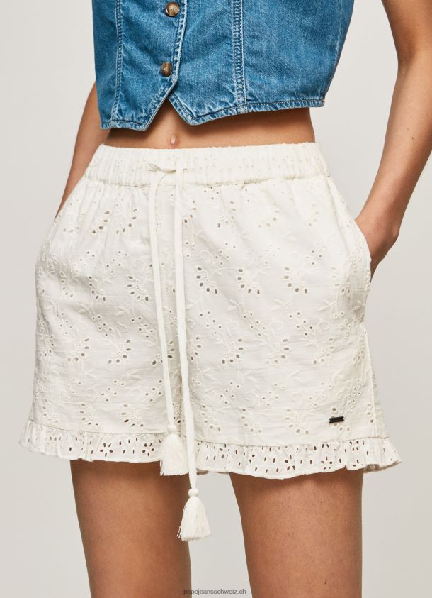 Baumwollshorts mit durchbrochenen Details Frauen Pepe Jeans Weiss 84XH6T534