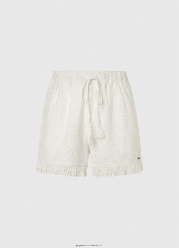 Baumwollshorts mit durchbrochenen Details Frauen Pepe Jeans Weiss 84XH6T534