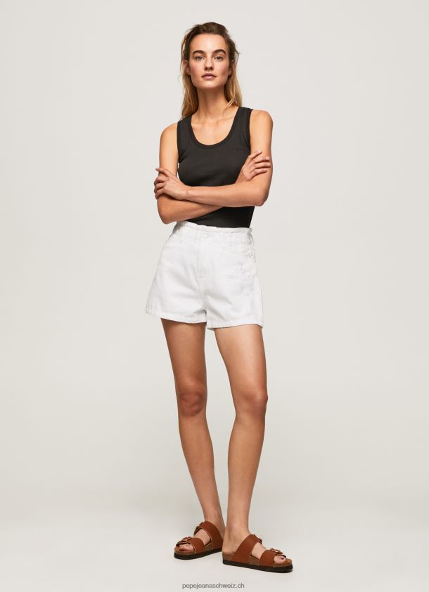 Bestickte Jeansshorts mit Blumen Frauen Pepe Jeans Denim 84XH6T512