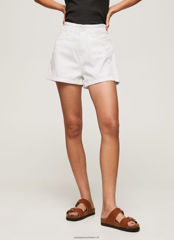 Bestickte Jeansshorts mit Blumen Frauen Pepe Jeans Denim 84XH6T512
