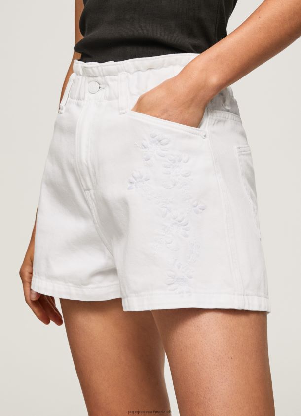 Bestickte Jeansshorts mit Blumen Frauen Pepe Jeans Denim 84XH6T512