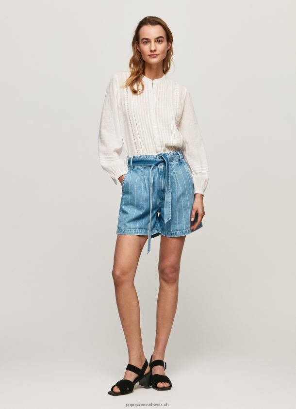Denim-Shorts mit gestreiftem Aufdruck Frauen Pepe Jeans Denim 84XH6T478