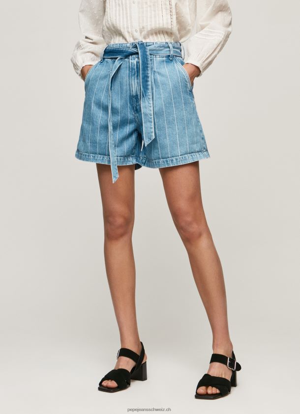 Denim-Shorts mit gestreiftem Aufdruck Frauen Pepe Jeans Denim 84XH6T478