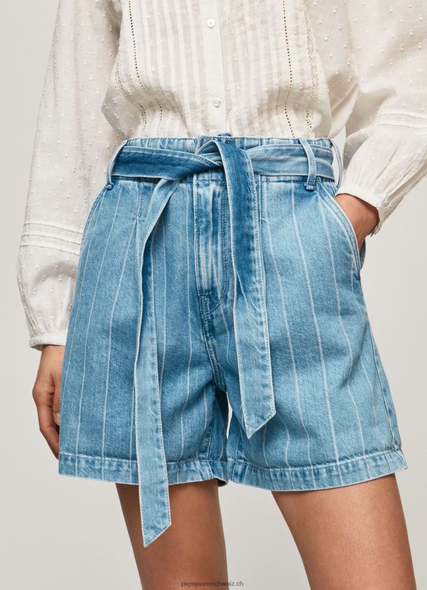 Denim-Shorts mit gestreiftem Aufdruck Frauen Pepe Jeans Denim 84XH6T478