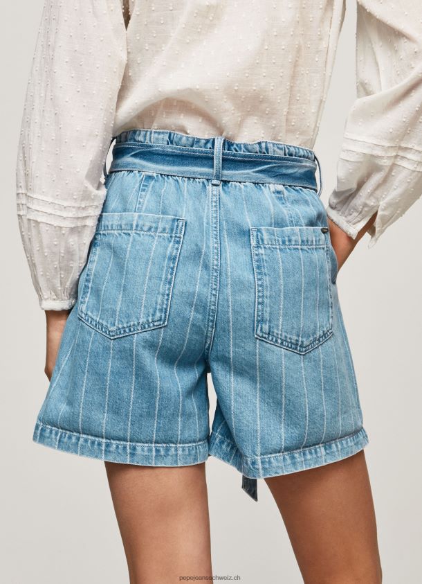 Denim-Shorts mit gestreiftem Aufdruck Frauen Pepe Jeans Denim 84XH6T478