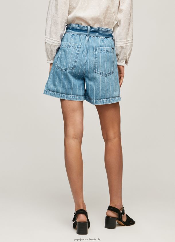 Denim-Shorts mit gestreiftem Aufdruck Frauen Pepe Jeans Denim 84XH6T478