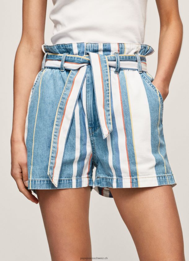 Denim-Shorts mit gestreiftem Aufdruck Frauen Pepe Jeans Denim 84XH6T493