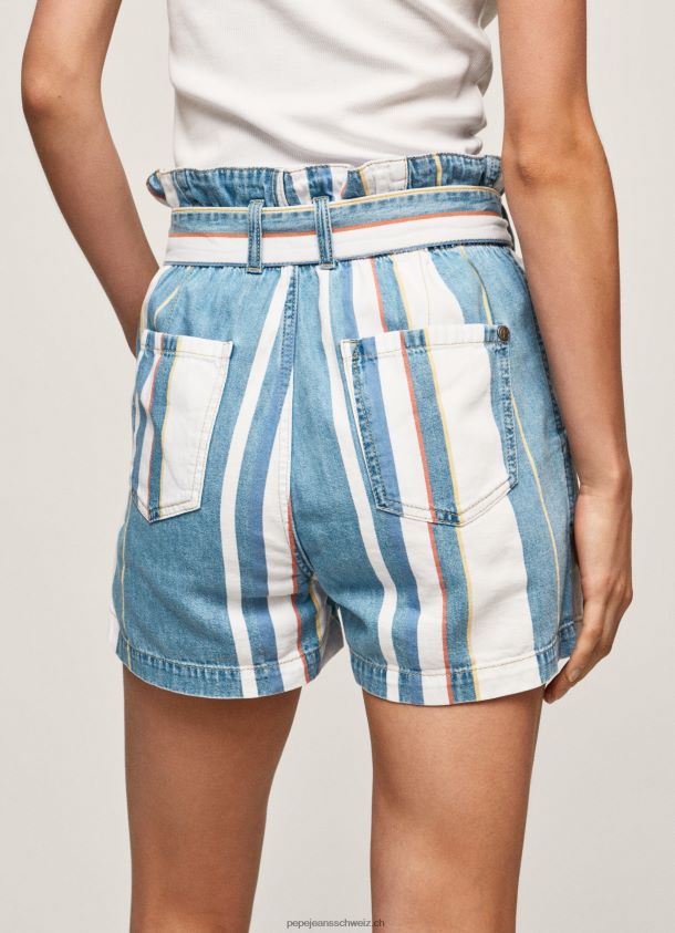 Denim-Shorts mit gestreiftem Aufdruck Frauen Pepe Jeans Denim 84XH6T493