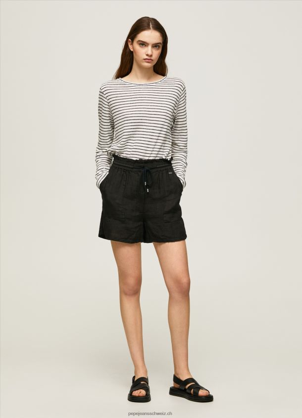 Leinenshorts aus Papiertüten Frauen Pepe Jeans Schwarz 84XH6T489