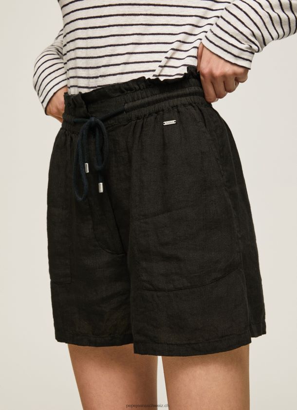 Leinenshorts aus Papiertüten Frauen Pepe Jeans Schwarz 84XH6T489