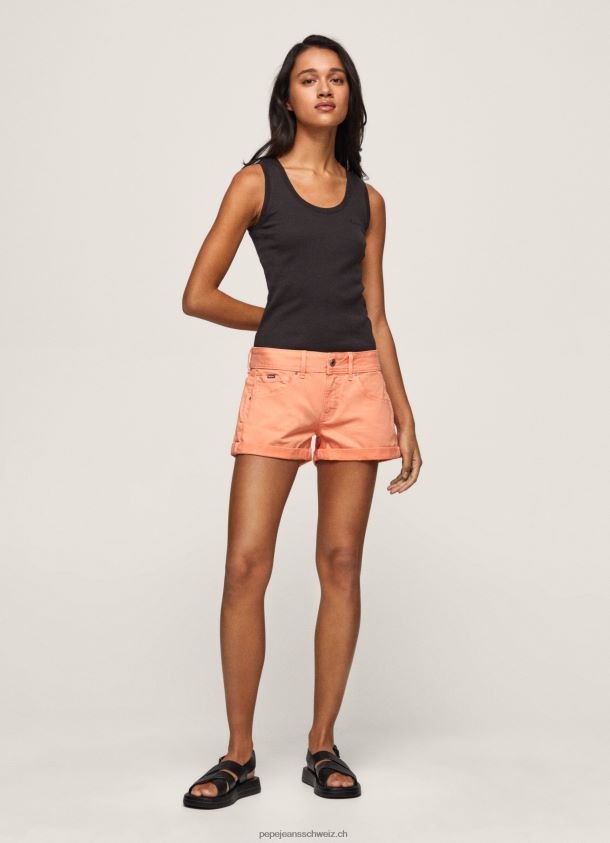 Shorts aus Baumwolle in normaler Passform Frauen Pepe Jeans Pfirsich 84XH6T526