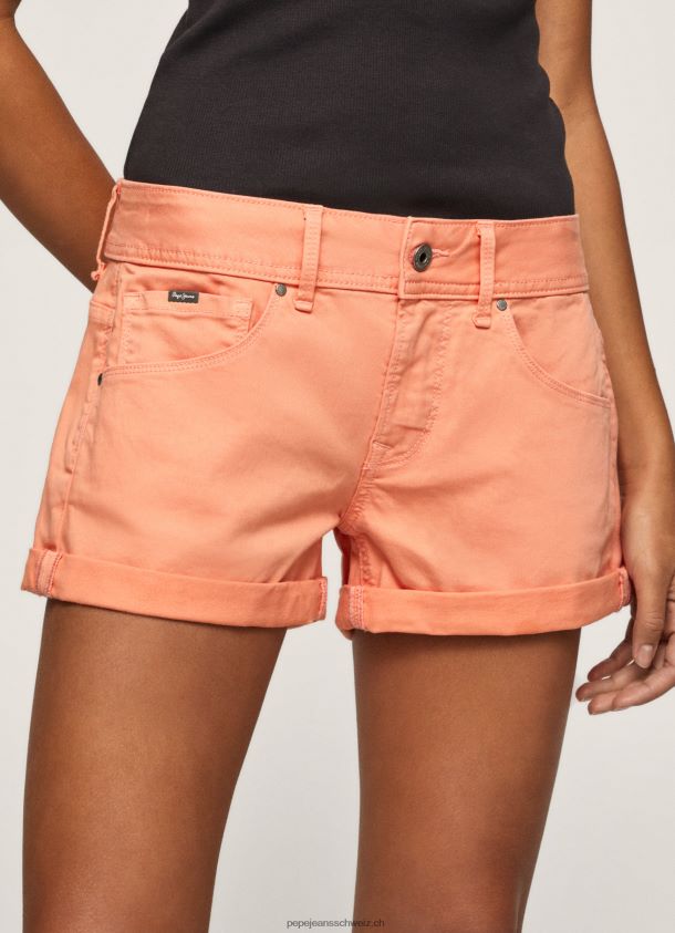 Shorts aus Baumwolle in normaler Passform Frauen Pepe Jeans Pfirsich 84XH6T526
