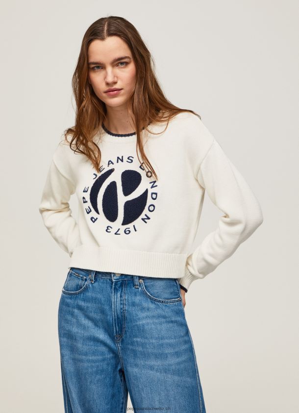 Baumwolljersey mit Logo-Print Frauen Pepe Jeans Weiss 84XH6T253