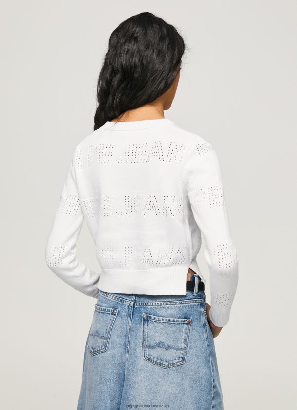 Baumwolljersey mit durchbrochenen Details Frauen Pepe Jeans Weiss 84XH6T260
