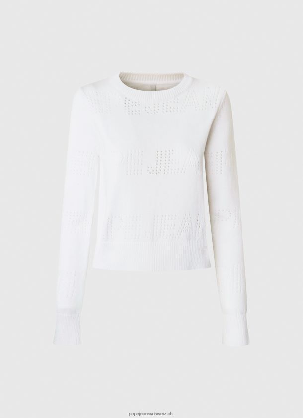 Baumwolljersey mit durchbrochenen Details Frauen Pepe Jeans Weiss 84XH6T260