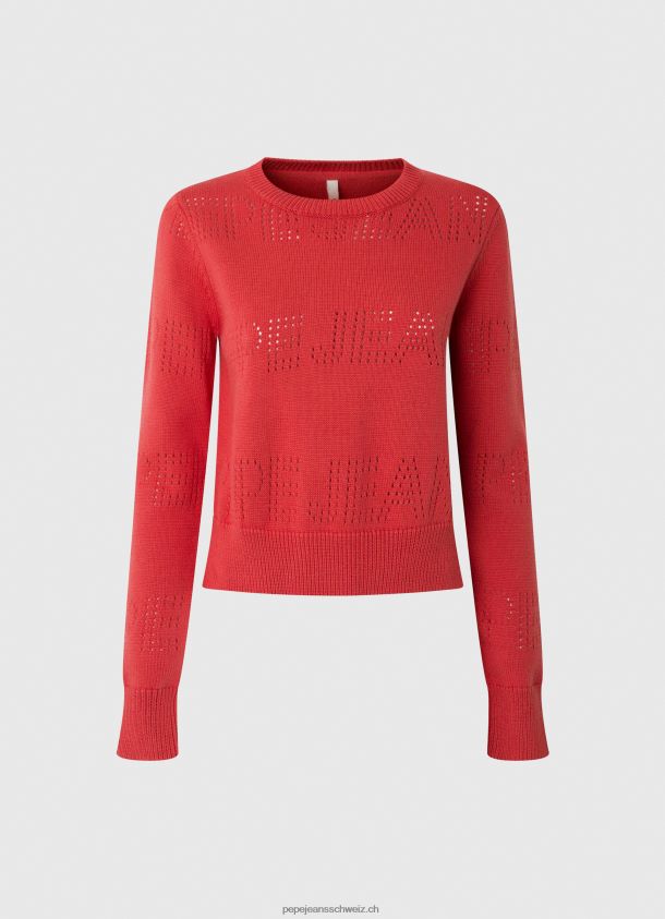 Baumwolljersey mit durchbrochenen Details Frauen Pepe Jeans studiorot 84XH6T259