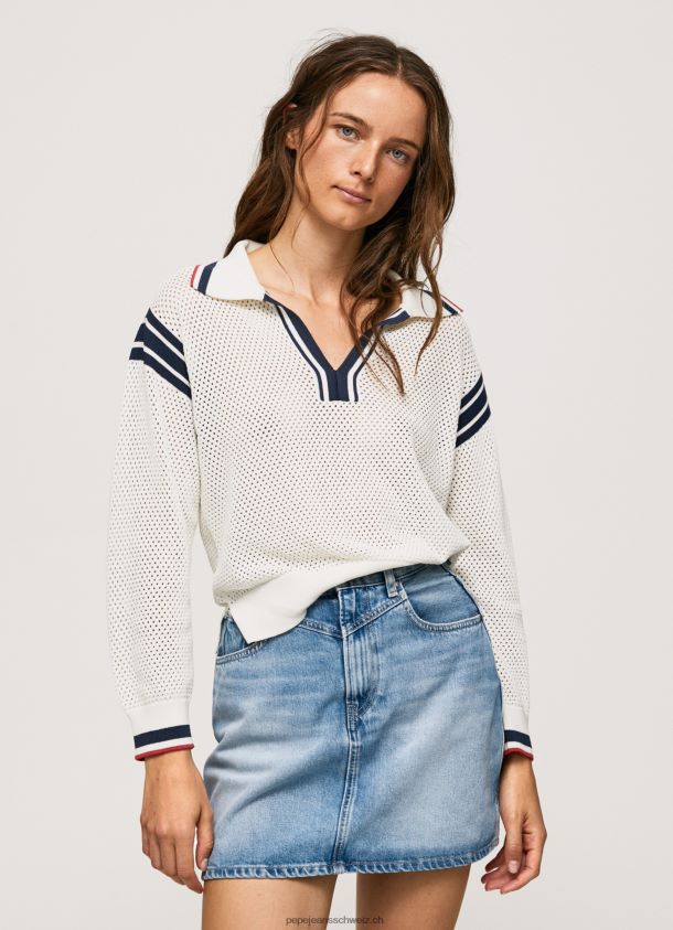 Crêpe-Jersey im Polo-Stil Frauen Pepe Jeans Weiss 84XH6T250