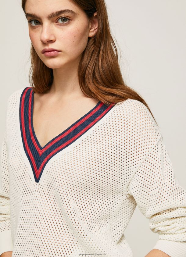 Crêpe-Jersey mit V-Ausschnitt Frauen Pepe Jeans Weiss 84XH6T228