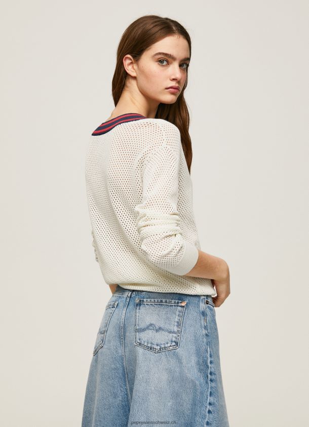 Crêpe-Jersey mit V-Ausschnitt Frauen Pepe Jeans Weiss 84XH6T228
