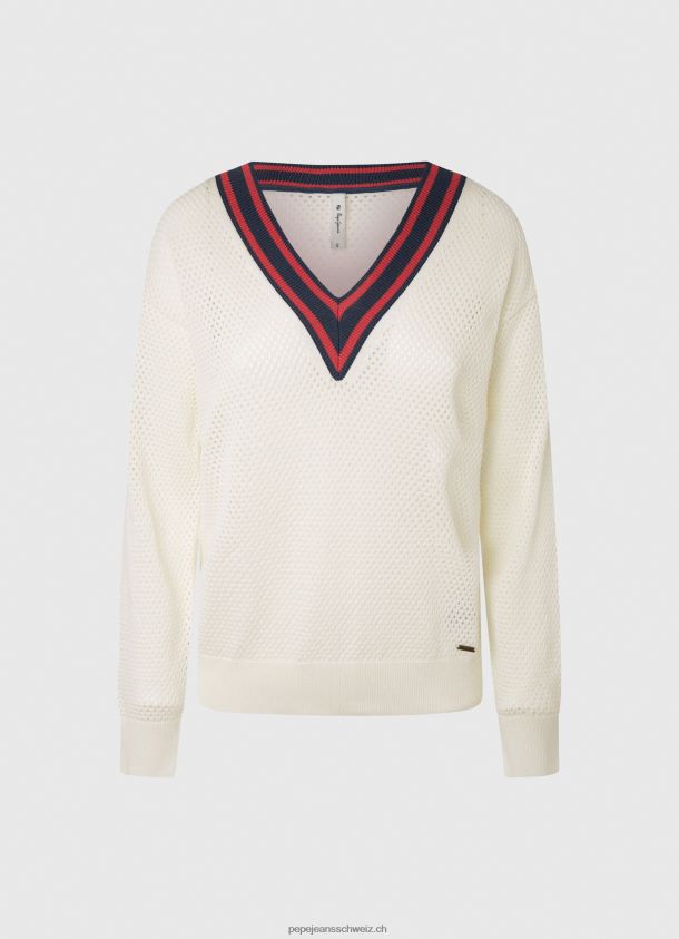 Crêpe-Jersey mit V-Ausschnitt Frauen Pepe Jeans Weiss 84XH6T228