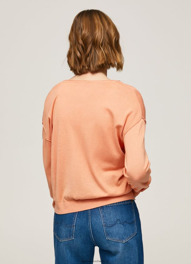 Jersey mit lockerer Passform und V-Ausschnitt Frauen Pepe Jeans Pfirsich 84XH6T241
