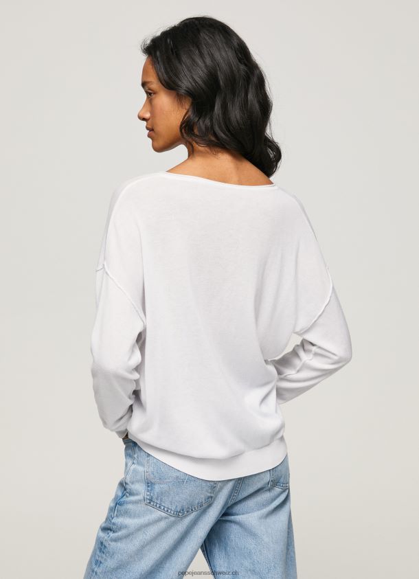 Jersey mit lockerer Passform und V-Ausschnitt Frauen Pepe Jeans Weiss 84XH6T240