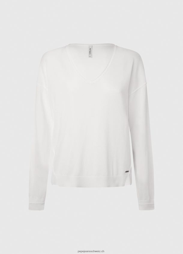 Jersey mit lockerer Passform und V-Ausschnitt Frauen Pepe Jeans Weiss 84XH6T240