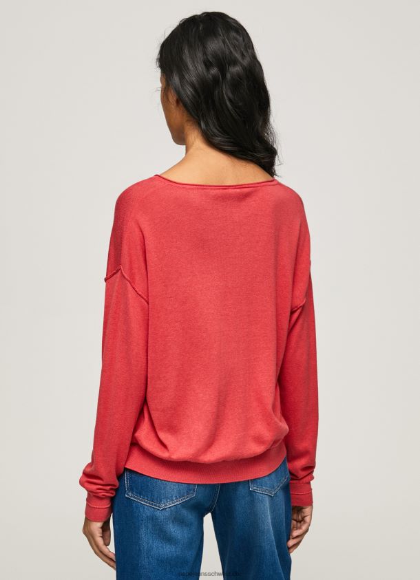 Jersey mit lockerer Passform und V-Ausschnitt Frauen Pepe Jeans studiorot 84XH6T258