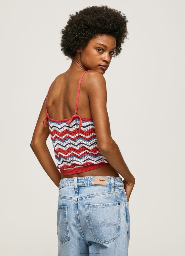 Oberteil mit Zickzack-Print Frauen Pepe Jeans studiorot 84XH6T226
