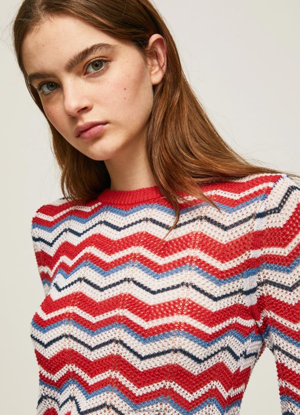 Zick-Zack-Jersey in normaler Passform Frauen Pepe Jeans studiorot 84XH6T227