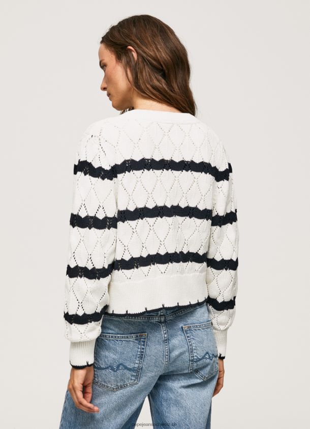durchbrochene Strickjacke mit Streifenmuster Frauen Pepe Jeans Mousse 84XH6T252