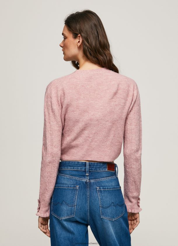 durchbrochene Strickjacke mit V-Ausschnitt Frauen Pepe Jeans wolkig rosa 84XH6T248
