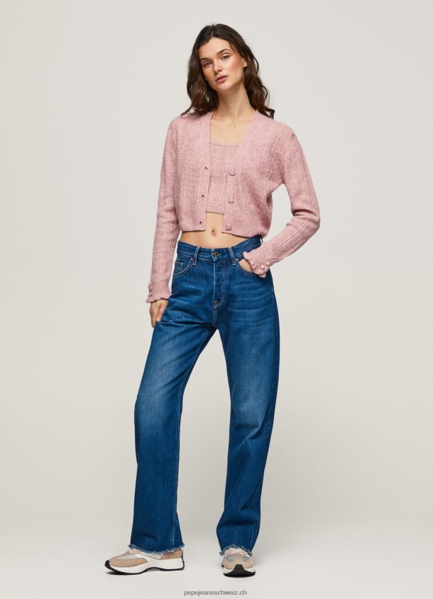 durchbrochene Strickjacke mit V-Ausschnitt Frauen Pepe Jeans wolkig rosa 84XH6T248