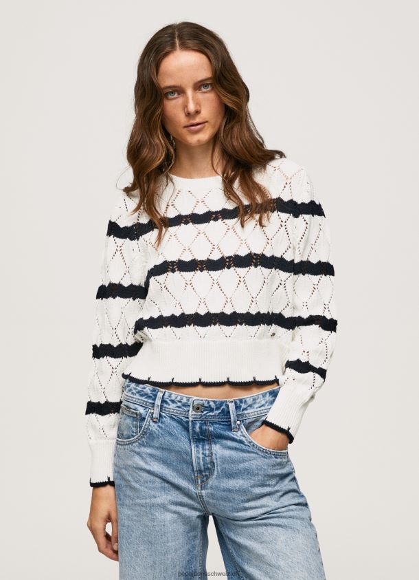 durchbrochener Jersey mit Streifenmuster Frauen Pepe Jeans Mousse 84XH6T251