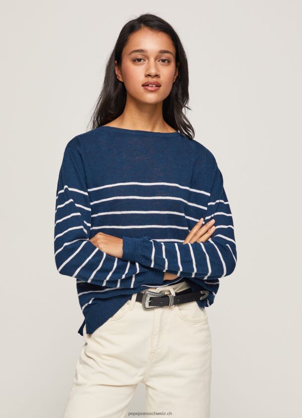 gestreifter Baumwolljersey Frauen Pepe Jeans Ozean 84XH6T237