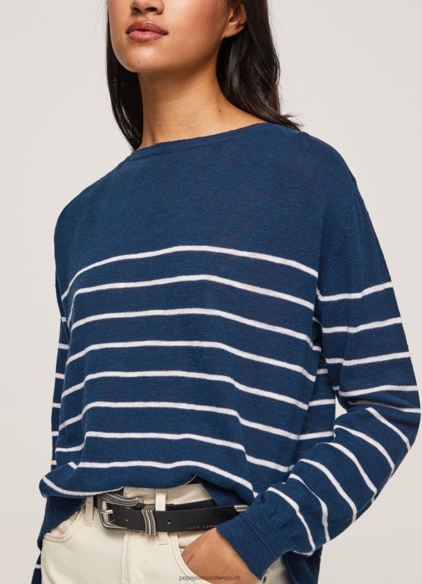 gestreifter Baumwolljersey Frauen Pepe Jeans Ozean 84XH6T237